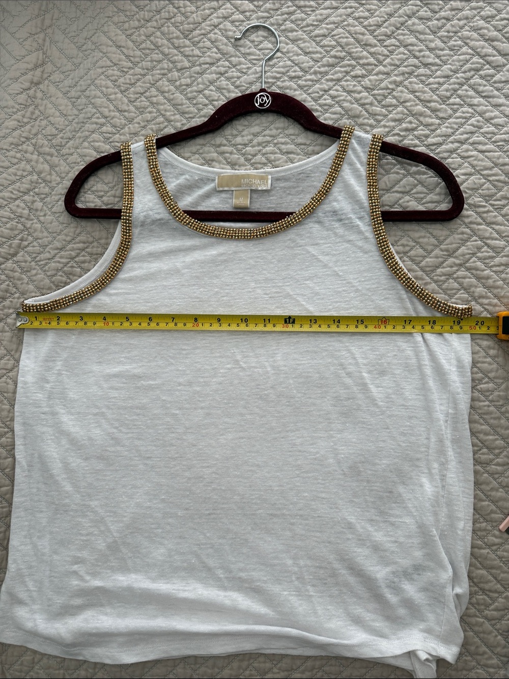 Michael Kors White Tank Top with Gold Trim - Picture 6 of 7